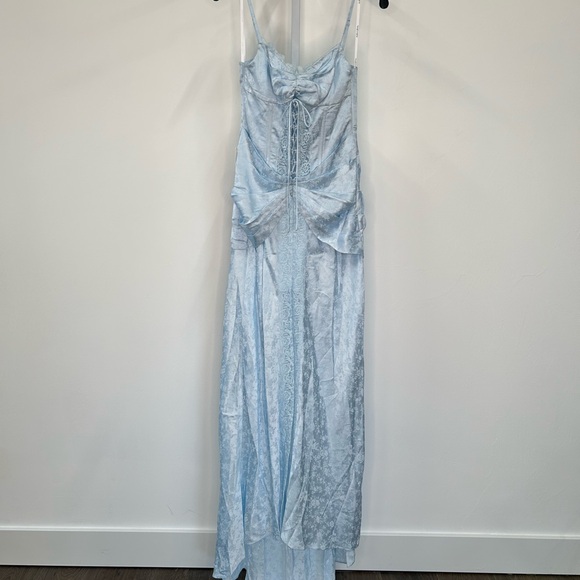 For Love and Lemons Silk Ophelia Blue Gown Size 4 - Picture 2 of 16